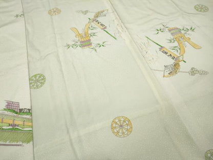 平和屋着物●長襦袢　無双仕立て　器物風景文　正絹　逸品　CABA8243ut