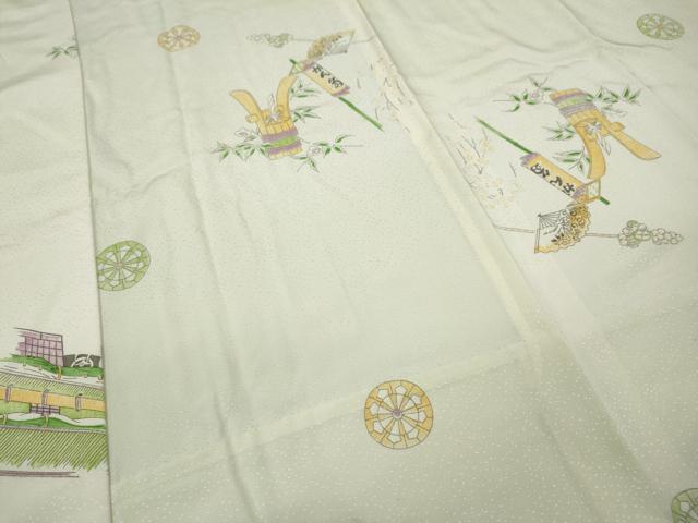 平和屋着物●長襦袢　無双仕立て　器物風景文　正絹　逸品　CABA8243ut