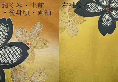 平和屋着物●中村玉緒　振袖　舞桜文　暈し染め　金銀彩　正絹　逸品　CABA8259ut