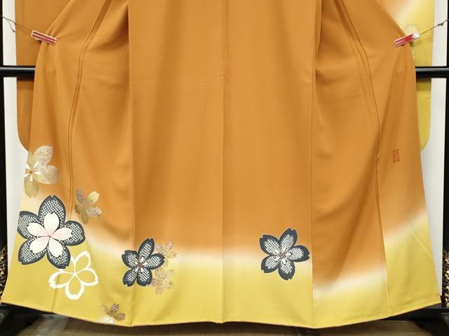 平和屋着物●中村玉緒　振袖　舞桜文　暈し染め　金銀彩　正絹　逸品　CABA8259ut