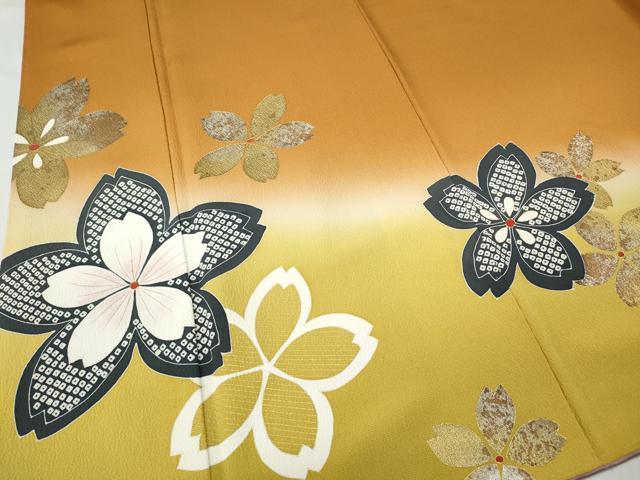 平和屋着物●中村玉緒　振袖　舞桜文　暈し染め　金銀彩　正絹　逸品　CABA8259ut