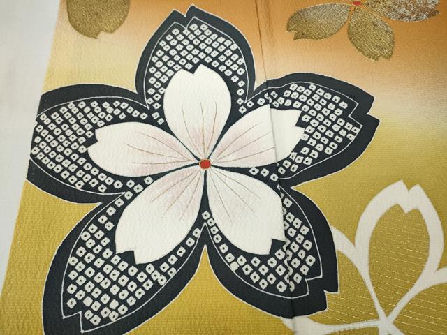 平和屋着物●中村玉緒　振袖　舞桜文　暈し染め　金銀彩　正絹　逸品　CABA8259ut