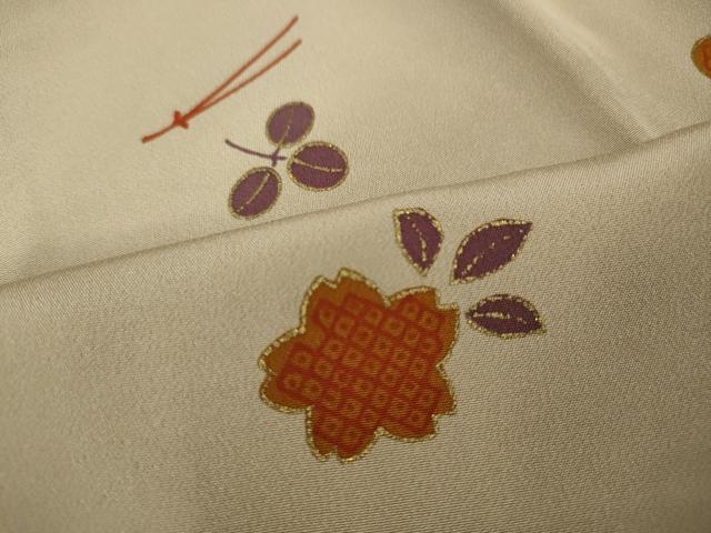 平和屋着物●長襦袢　無双仕立て　こぼれ松葉　舞花文　金彩　正絹　逸品　CABA8271ut 平和屋着物○長襦袢 無双仕立て こぼれ松葉 舞花文 金彩 正絹 逸品