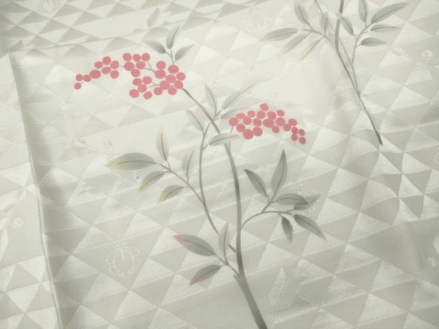 平和屋着物●長襦袢　無双仕立て　手描き　南天文　正絹　逸品　CABA8272ut