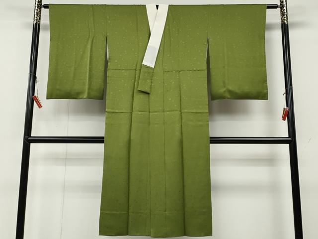 平和屋着物○長襦袢 袷 舞花地紋 青丹色 正絹 逸品 CABA8280ut