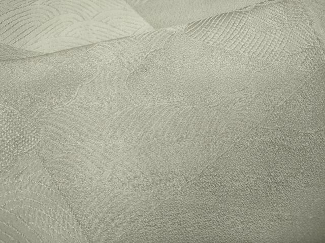 平和屋着物●上質な色無地　切嵌立波地紋　灰黄緑色　正絹　逸品　CABA8283ut 平和屋着物○上質な色無地 切嵌立波地紋 灰黄緑色 正絹