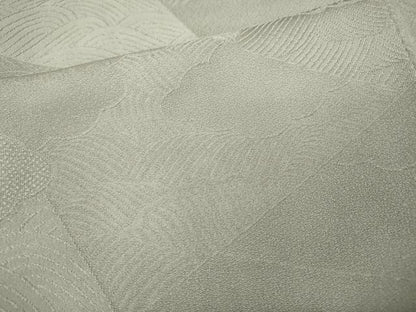 平和屋着物●上質な色無地　切嵌立波地紋　灰黄緑色　正絹　逸品　CABA8283ut