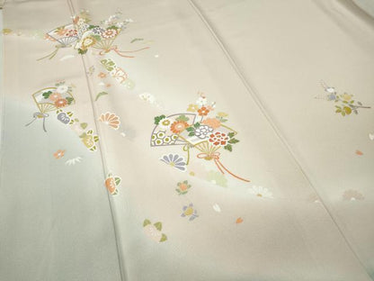 平和屋着物●創業460年・千總　訪問着　扇面花文　暈し染め　正絹　逸品　未使用　CABA8285ut