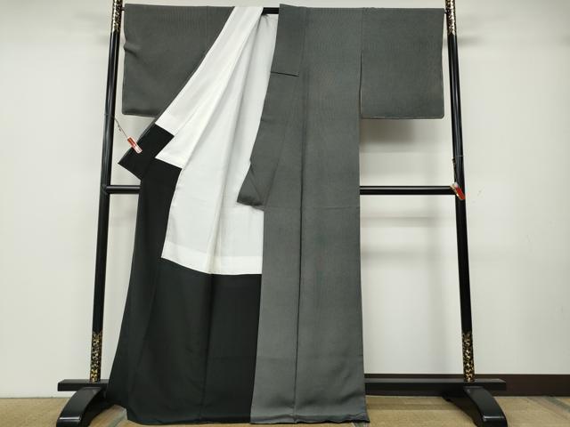平和屋着物●伝統工芸士　関正三郎　江戸小紋　角通し　黒地　正絹　逸品　未使用　CABA8291ut