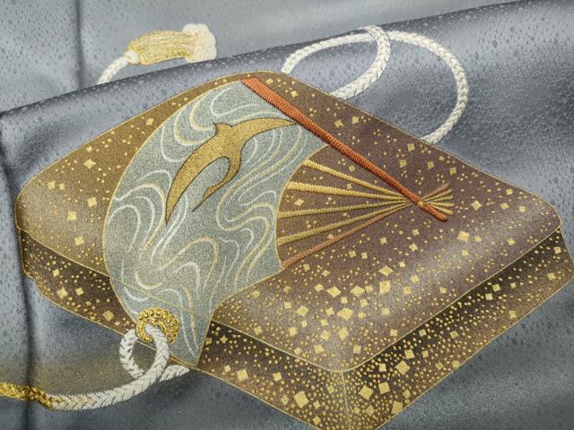 平和屋着物○人間国宝 福田喜三郎 色留袖 刺繍 文箱文 暈し