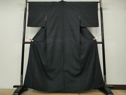 平和屋着物●訪問着　紬地　十字絣　正絹　逸品　CABA8309ut