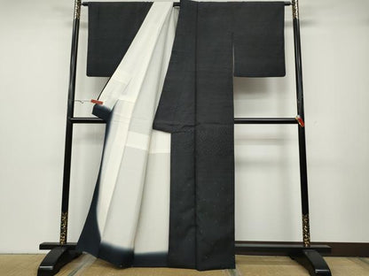 平和屋着物●訪問着　紬地　十字絣　正絹　逸品　CABA8309ut