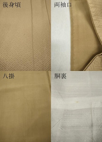 平和屋着物●上質な色無地 紗綾形地紋 淡香色 正絹 逸品 CABA8315ut