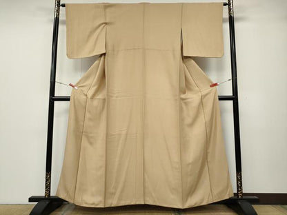 平和屋着物●上質な色無地 紗綾形地紋 淡香色 正絹 逸品 CABA8315ut