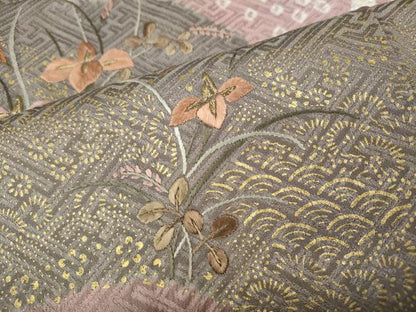 平和屋着物●訪問着 絞り 刺繍 道長花文 金彩 正絹 逸品 CABA8323ut