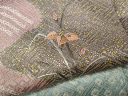 平和屋着物●訪問着 絞り 刺繍 道長花文 金彩 正絹 逸品 CABA8323ut