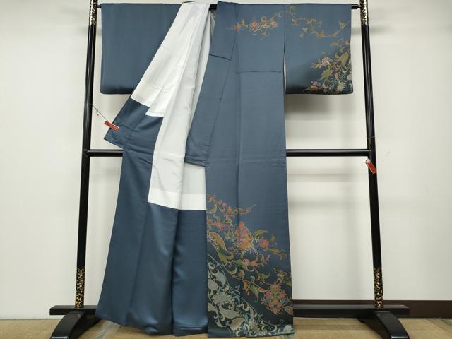 平和屋着物○訪問着 鳳凰更紗花唐草文 暈し染め 金彩 正絹