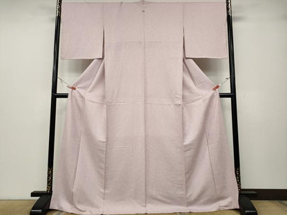 平和屋着物●上質な色無地　南天地紋　鴇色　ロング丈　正絹　逸品　CABA8326ut