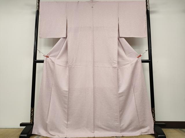 平和屋着物●上質な色無地　南天地紋　鴇色　ロング丈　正絹　逸品　CABA8326ut