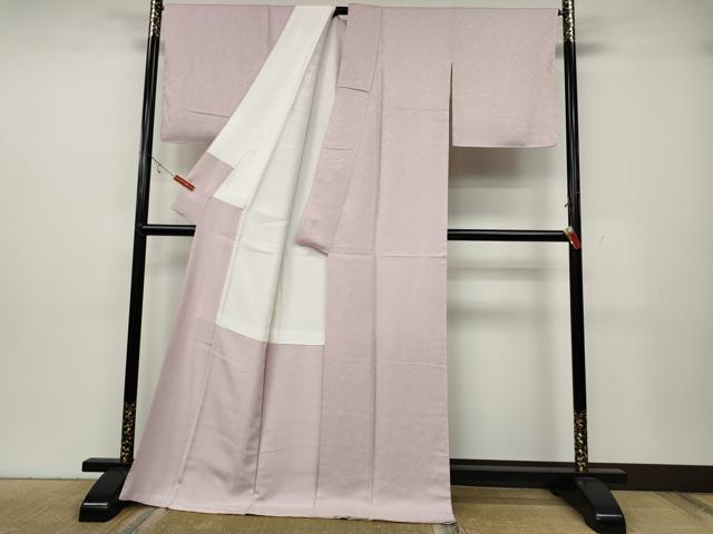 平和屋着物●上質な色無地　南天地紋　鴇色　ロング丈　正絹　逸品　CABA8326ut