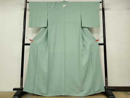 平和屋着物●上質な色無地　錆青磁色　正絹　逸品　CABA8335ut