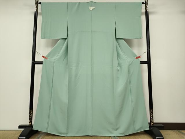 平和屋着物●上質な色無地　錆青磁色　正絹　逸品　CABA8335ut