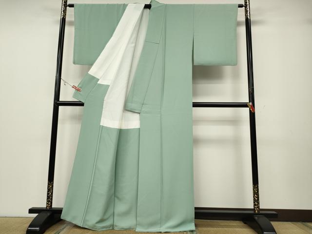 平和屋着物●上質な色無地　錆青磁色　正絹　逸品　CABA8335ut