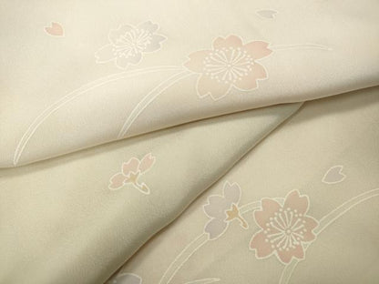 平和屋着物●長襦袢　無双仕立て　芝草舞桜　暈し染め　正絹　逸品　CABA8353ut