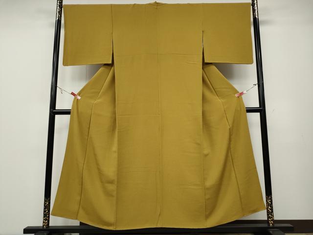 平和屋着物●上質な色無地　紋意匠　芥子色　正絹　逸品　CABA8362ut