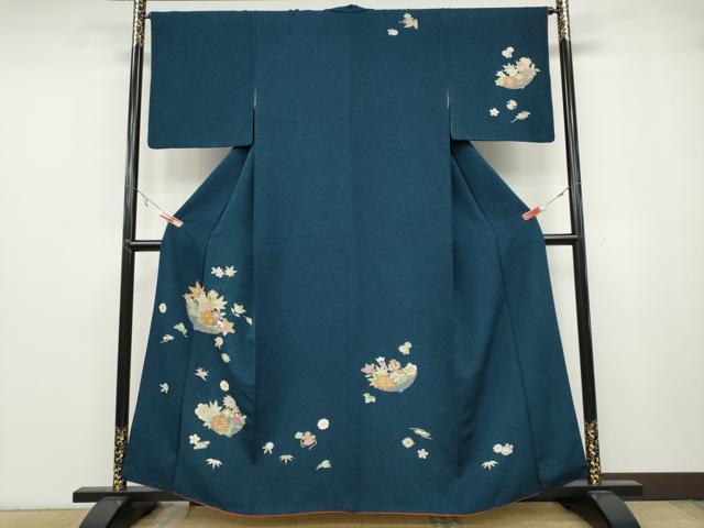 平和屋着物●訪問着　駒刺繍　花籠宝尽くし文　金彩　正絹　逸品　CABA8374ut