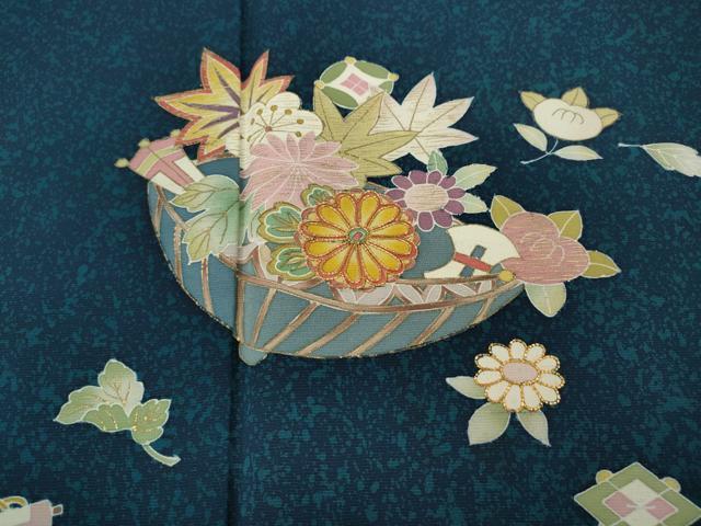 平和屋着物●訪問着　駒刺繍　花籠宝尽くし文　金彩　正絹　逸品　CABA8374ut