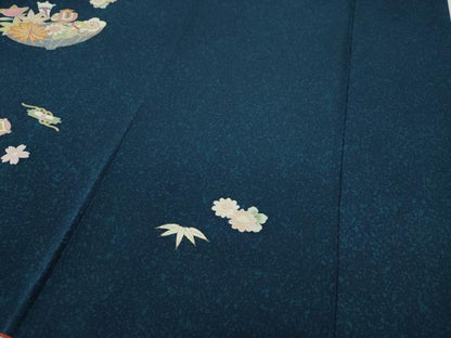 平和屋着物●訪問着　駒刺繍　花籠宝尽くし文　金彩　正絹　逸品　CABA8374ut