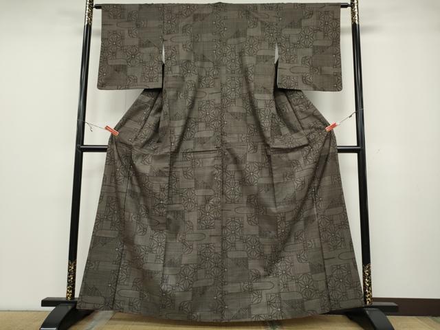 平和屋着物○本場大島紬 7マルキ 吉祥麻の葉文 正絹 逸品 CABA8378ut