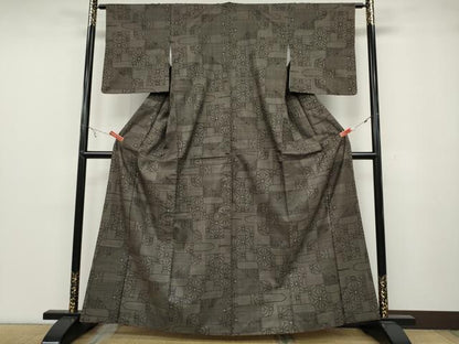 平和屋着物●本場大島紬　7マルキ　吉祥麻の葉文　正絹　逸品　CABA8378ut