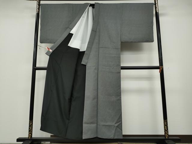 平和屋着物○男性 江戸小紋 角通し 黒地 正絹 逸品 CABA8382ut