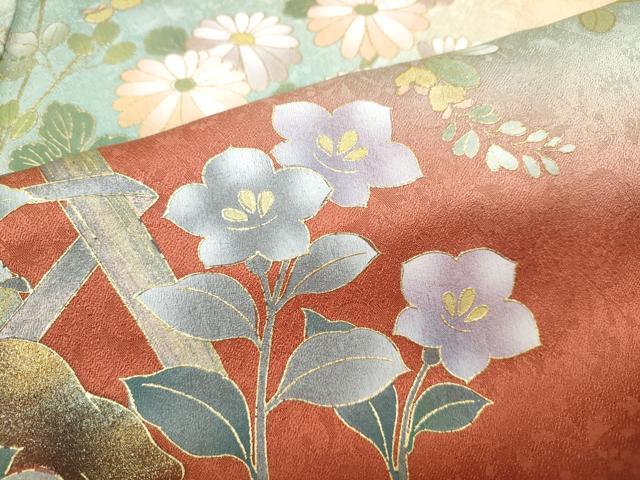 平和屋着物●訪問着 草花文 暈し染め 金彩 正絹 逸品 CABA8384ut