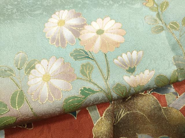 平和屋着物●訪問着 草花文 暈し染め 金彩 正絹 逸品 CABA8384ut