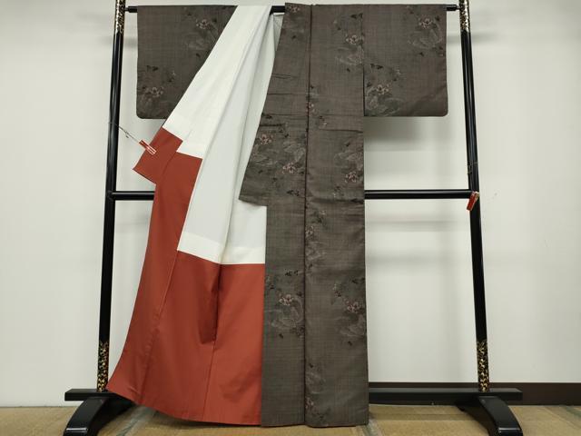 平和屋着物○本場大島紬 7マルキ 蔦の葉花文 正絹 逸品 CABA8391ut