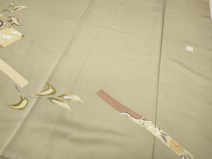 平和屋着物●訪問着　作家物　色紙吉祥花文　金彩　正絹　逸品　CABA8393ut