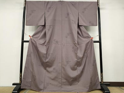 平和屋着物●上質な紬　糸車文　正絹　逸品　CABA8394ut