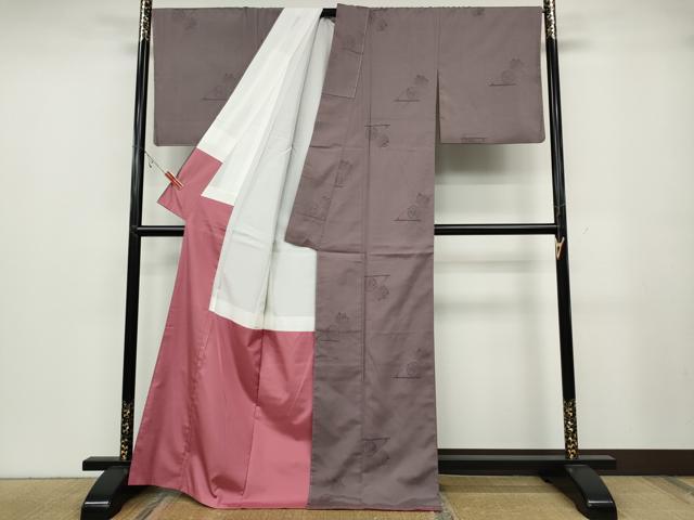平和屋着物●上質な紬　糸車文　正絹　逸品　CABA8394ut