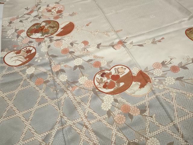 平和屋着物●十日町老舗ブランド　吉澤友禅　吾妻徳穂　訪問着　駒刺繍　枝花文　暈し染め　金彩　正絹　逸品　CABA8396ut 平和屋着物○十日町老舗ブランド 吉澤友禅 吾妻徳穂 訪問着 駒刺繍