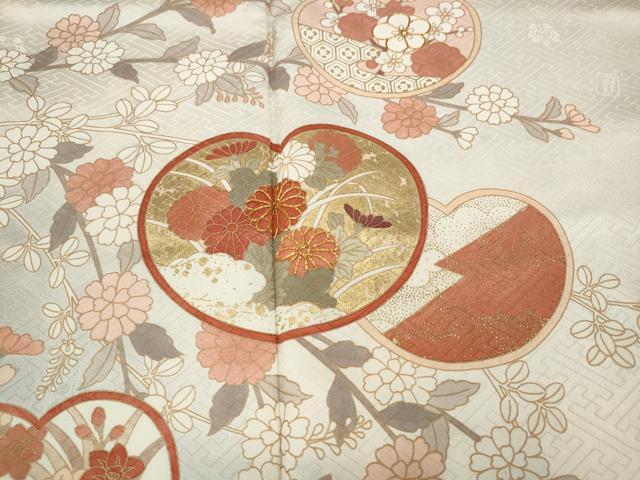 平和屋着物●十日町老舗ブランド　吉澤友禅　吾妻徳穂　訪問着　駒刺繍　枝花文　暈し染め　金彩　正絹　逸品　CABA8396ut 平和屋着物○十日町老舗ブランド 吉澤友禅 吾妻徳穂 訪問着 駒刺繍