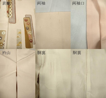 平和屋着物●訪問着 刺繍 短冊重ね花文 金彩 正絹 逸品 CABA8398ut