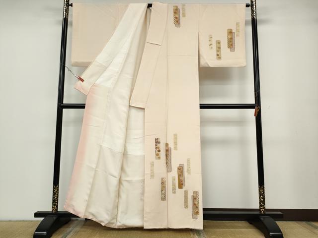 平和屋着物○訪問着 刺繍 短冊重ね花文 金彩 正絹 逸品 CABA8398ut