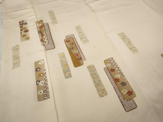 平和屋着物●訪問着　刺繍　短冊重ね花文　金彩　正絹　逸品　CABA8398ut 平和屋着物○訪問着 刺繍 短冊重ね花文 金彩 正絹 逸品 CABA8398ut