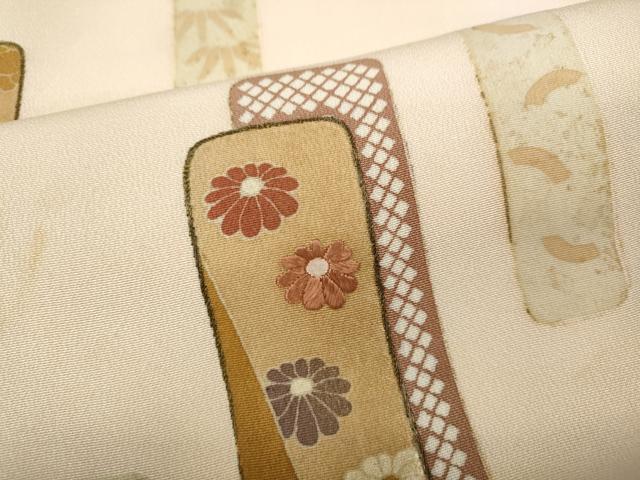 平和屋着物●訪問着　刺繍　短冊重ね花文　金彩　正絹　逸品　CABA8398ut 平和屋着物○訪問着 刺繍 短冊重ね花文 金彩 正絹 逸品 CABA8398ut