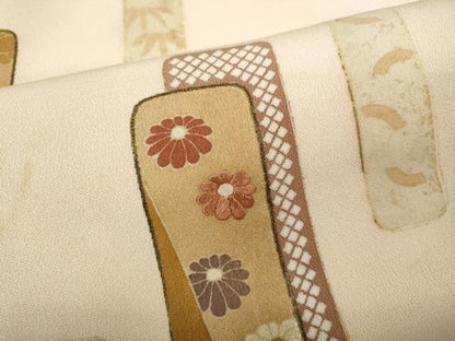 平和屋着物●訪問着 刺繍 短冊重ね花文 金彩 正絹 逸品 CABA8398ut