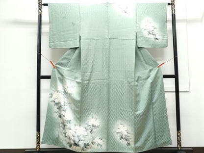 平和屋着物▼訪問着　手描き　紫陽花　暈し染め　正絹　逸品　CABA8406th