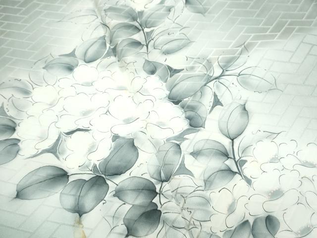 平和屋着物▼訪問着　手描き　紫陽花　暈し染め　正絹　逸品　CABA8406th